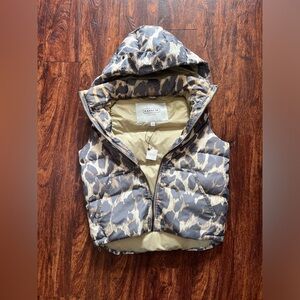 Coach Gray and Cream Puffer Vest